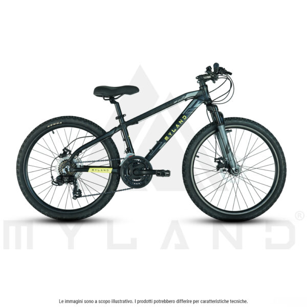 MYLAND  Bicicletta KID 24.5 Alluminio Disco Bambino 8-11 Anni Nero 24'' 21v